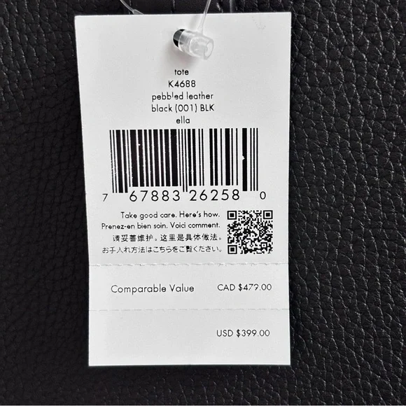 KATE SPADE Ella Large Pebbled Leather Black Tote Handbag--NWT - Picture 11 of 13